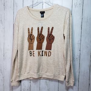 New! Joei & I Beige Graphic Print Be Kind Knit